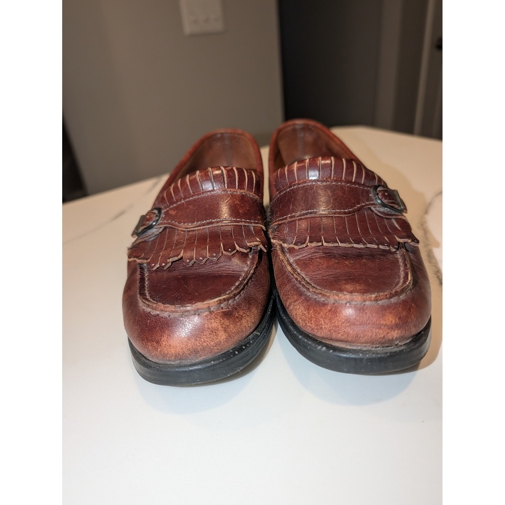 Eastland Brown Leather Kiltie Loafers Fringe Buckle Dark Academia Preppy 7.5 M